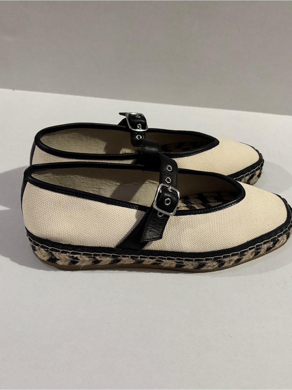 Madewell The Remy Mary Jane Womens size 8 Shoes Espadrille Cream & Black - Picture 14 of 16